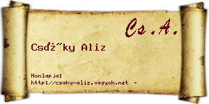 Csáky Aliz névjegykártya